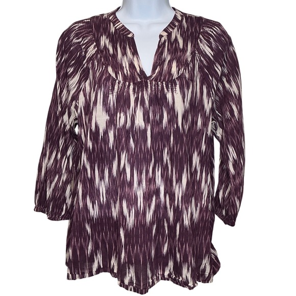 Lucky Brand Tops - Lucky Brand Womens Purple Ikat Print Tunic Top Sz L Aztec Y2K Art To Wear‎ Boho